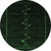 Round Persian Emerald Green Traditional Rug, tr2677emgrn