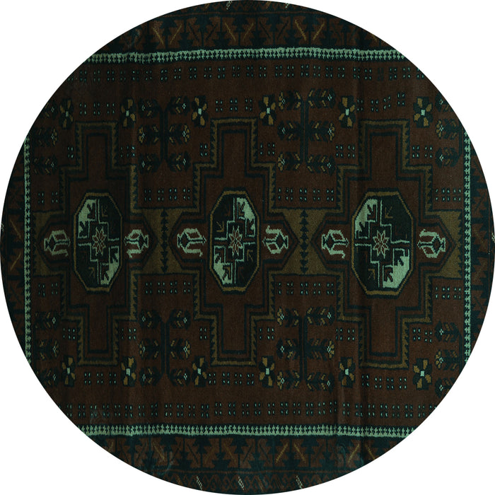 Round Persian Turquoise Traditional Rug, tr2677turq