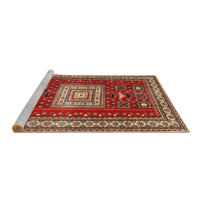 Sideview of Machine Washable Traditional Tomato Red Rug, wshtr2678