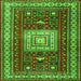 Round Machine Washable Geometric Green Traditional Area Rugs, wshtr2678grn