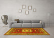 Machine Washable Geometric Yellow Traditional Rug in a Living Room, wshtr2678yw