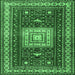 Square Geometric Emerald Green Traditional Rug, tr2678emgrn