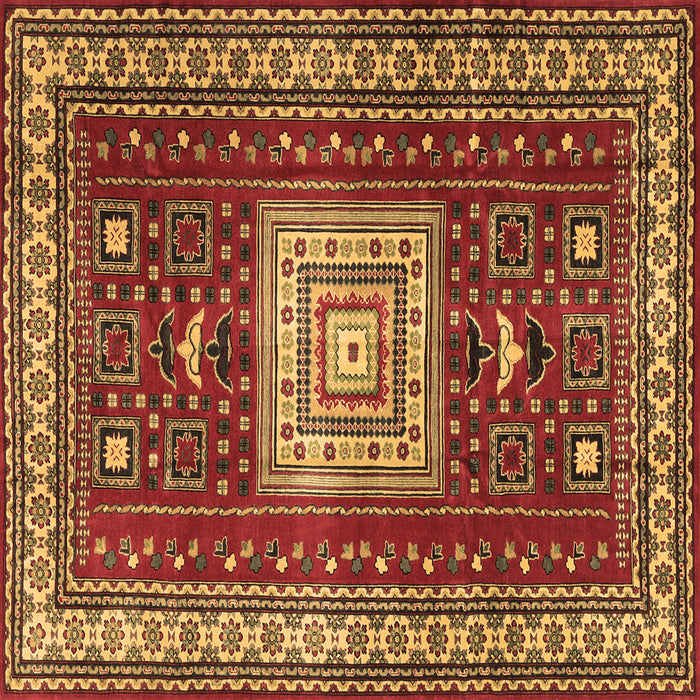 Square Geometric Brown Traditional Rug, tr2678brn