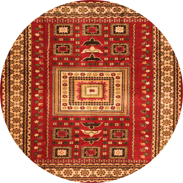 Square Geometric Orange Traditional Rug, tr2678org