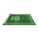 Sideview of Machine Washable Geometric Emerald Green Traditional Area Rugs, wshtr2678emgrn