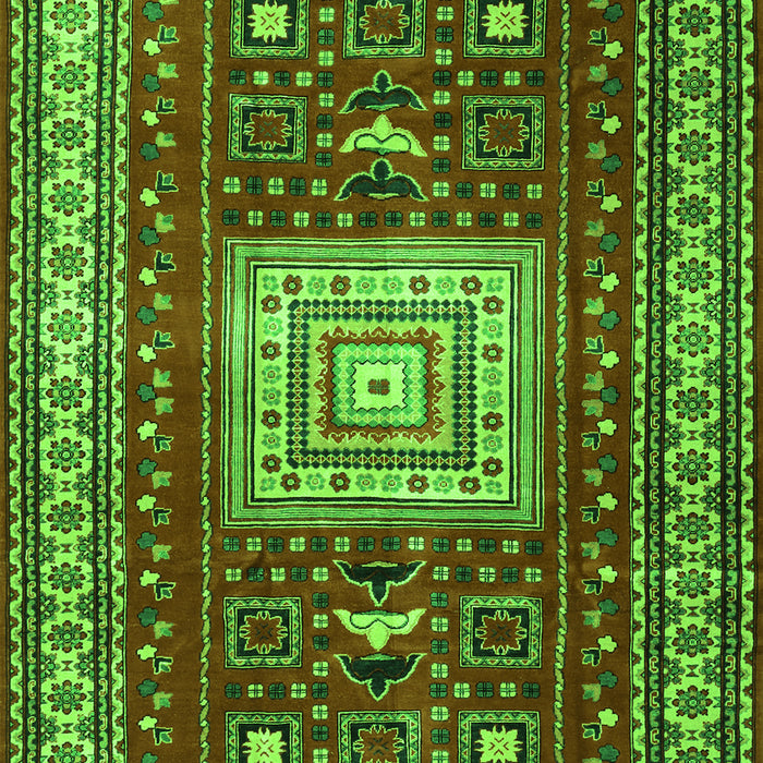 Serging Thickness of Machine Washable Geometric Green Traditional Area Rugs, wshtr2678grn