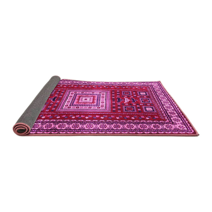 Sideview of Geometric Pink Traditional Rug, tr2678pnk
