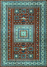 Geometric Light Blue Traditional Rug, tr2678lblu