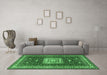 Machine Washable Geometric Emerald Green Traditional Area Rugs in a Living Room,, wshtr2678emgrn