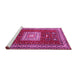 Sideview of Machine Washable Geometric Pink Traditional Rug, wshtr2678pnk