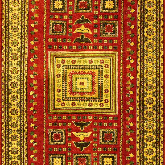 Geometric Yellow Traditional Rug, tr2678yw