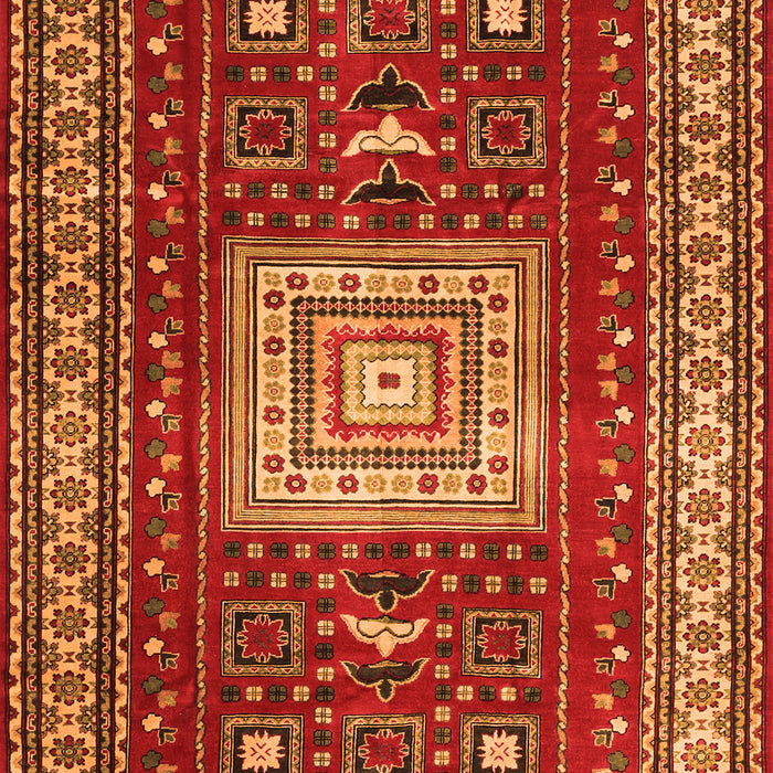 Serging Thickness of Machine Washable Geometric Orange Traditional Area Rugs, wshtr2678org