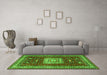 Machine Washable Geometric Green Traditional Area Rugs in a Living Room,, wshtr2678grn