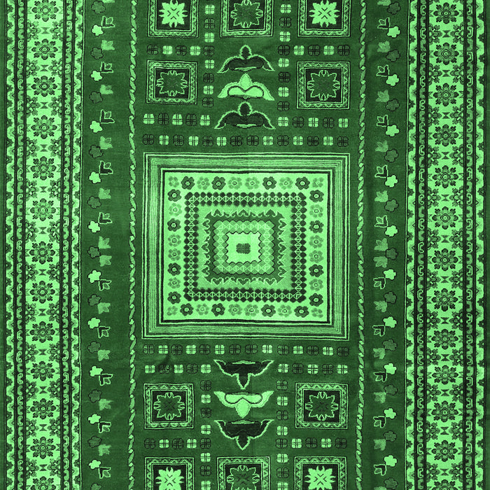 Machine Washable Geometric Emerald Green Traditional Area Rugs, wshtr2678emgrn