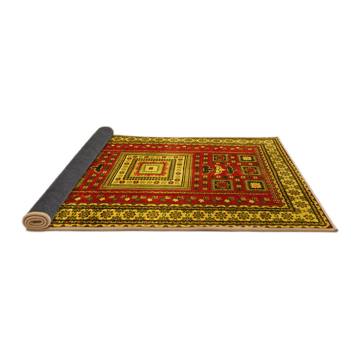 Sideview of Geometric Yellow Traditional Rug, tr2678yw