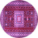 Round Geometric Purple Traditional Rug, tr2678pur