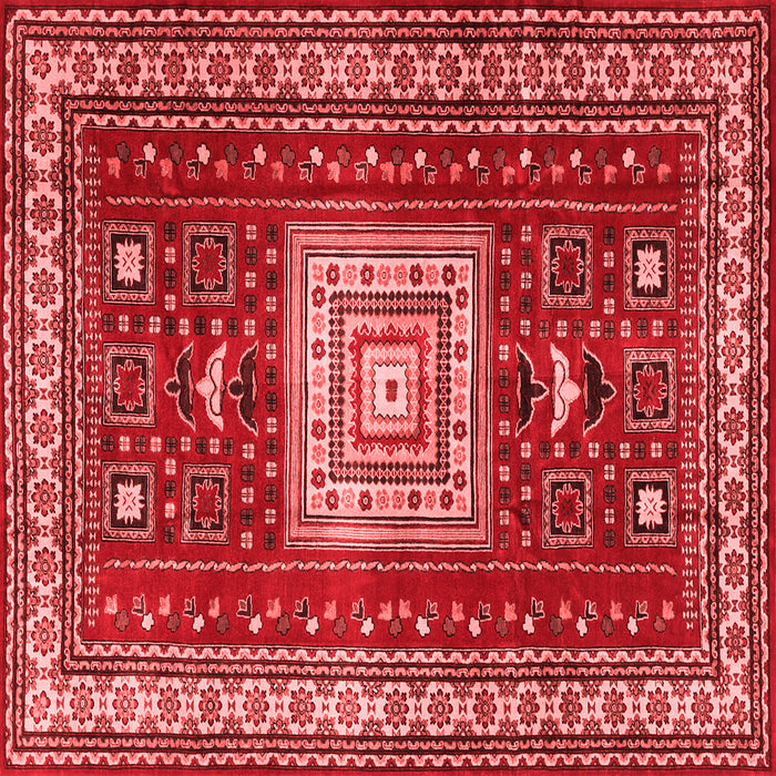 Machine Washable Geometric Red Traditional Rug, wshtr2678red