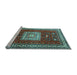 Sideview of Machine Washable Geometric Light Blue Traditional Rug, wshtr2678lblu