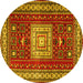 Round Geometric Yellow Traditional Rug, tr2678yw