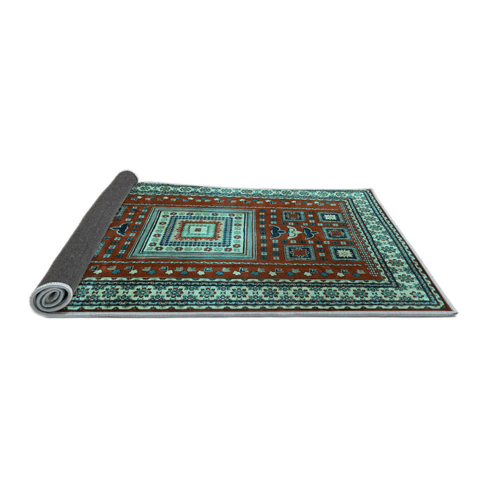 Sideview of Geometric Light Blue Traditional Rug, tr2678lblu