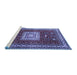 Sideview of Machine Washable Geometric Blue Traditional Rug, wshtr2678blu