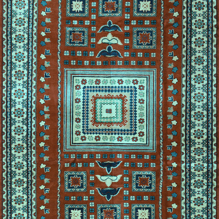 Machine Washable Geometric Light Blue Traditional Rug, wshtr2678lblu