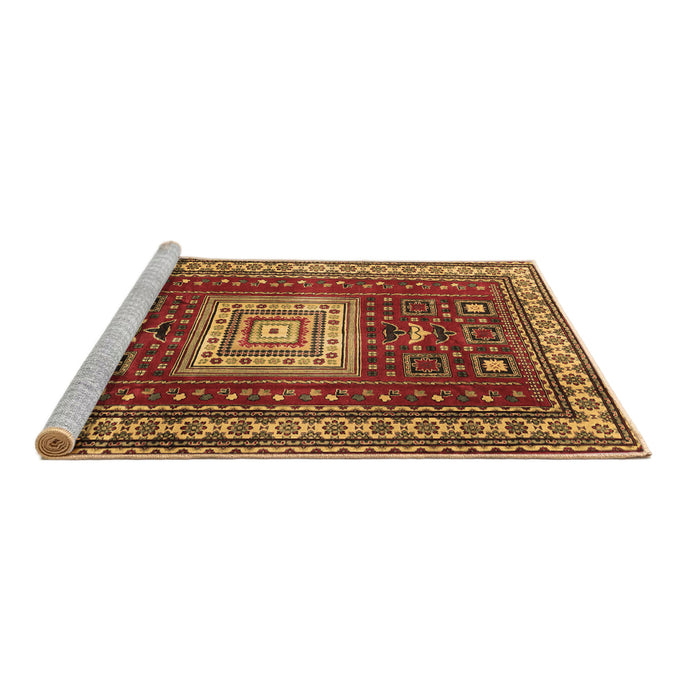 Sideview of Machine Washable Geometric Brown Traditional Rug, wshtr2678brn