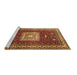 Sideview of Machine Washable Geometric Brown Traditional Rug, wshtr2678brn