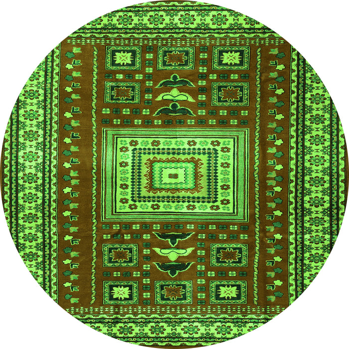 Square Geometric Green Traditional Rug, tr2678grn