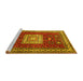 Sideview of Machine Washable Geometric Yellow Traditional Rug, wshtr2678yw