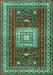 Machine Washable Geometric Turquoise Traditional Area Rugs, wshtr2678turq