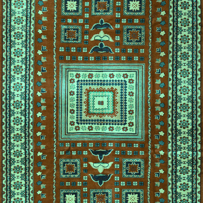 Machine Washable Geometric Turquoise Traditional Area Rugs, wshtr2678turq