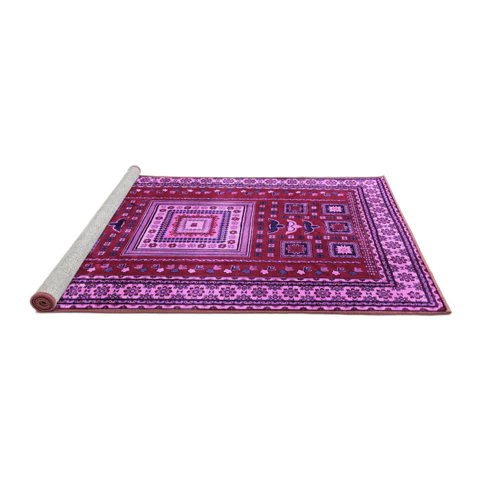 Sideview of Machine Washable Geometric Purple Traditional Area Rugs, wshtr2678pur