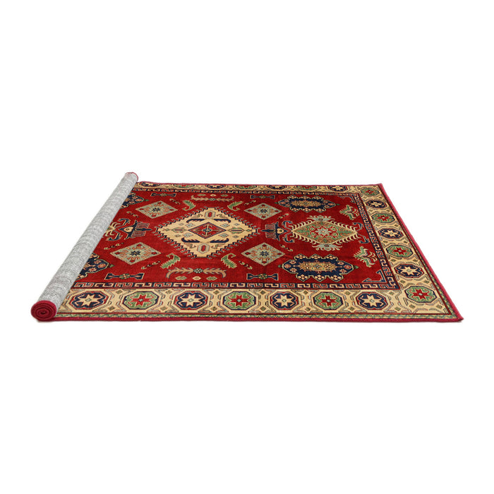 Sideview of Machine Washable Traditional Tomato Red Rug, wshtr2679