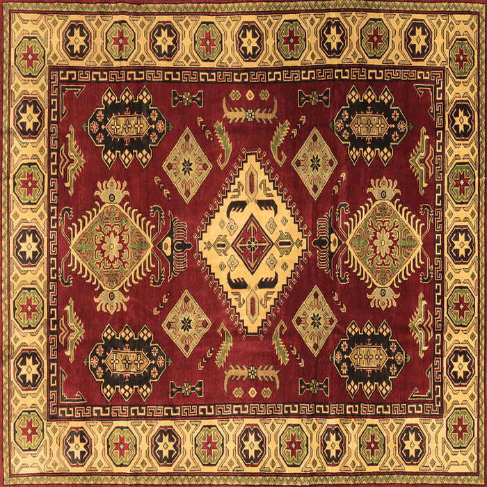 Square Geometric Brown Traditional Rug, tr2679brn