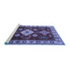 Sideview of Machine Washable Geometric Blue Traditional Rug, wshtr2679blu