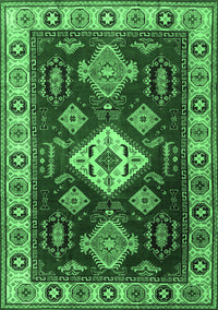 Geometric Emerald Green Traditional Rug, tr2679emgrn