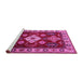 Sideview of Machine Washable Geometric Pink Traditional Rug, wshtr2679pnk