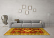 Machine Washable Geometric Yellow Traditional Rug in a Living Room, wshtr2679yw