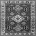 Round Machine Washable Geometric Gray Traditional Rug, wshtr2679gry