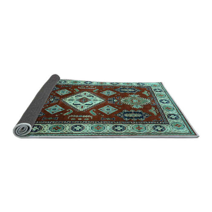 Sideview of Geometric Light Blue Traditional Rug, tr2679lblu