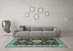 Machine Washable Geometric Light Blue Traditional Rug in a Living Room, wshtr2679lblu