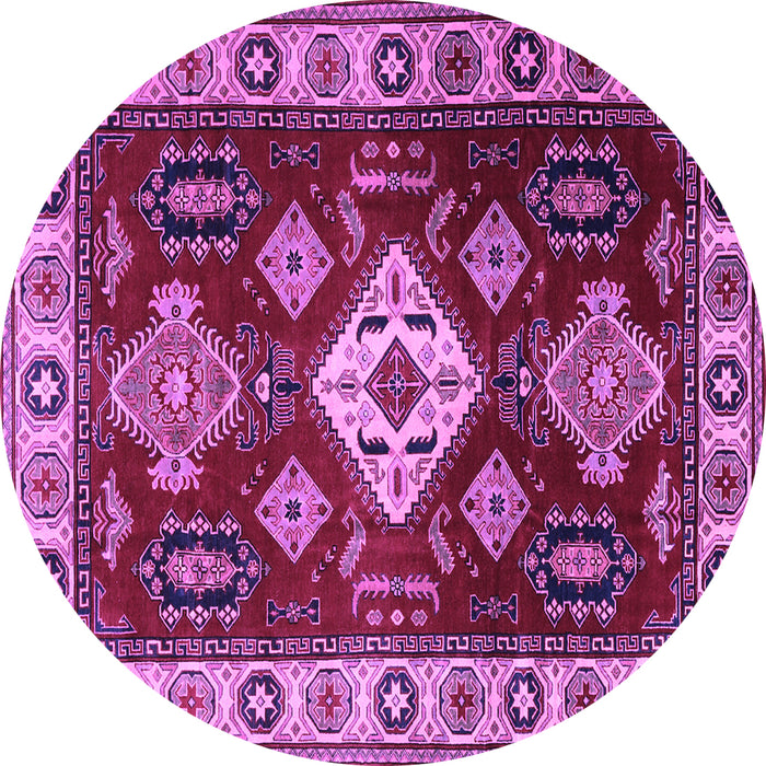 Round Machine Washable Geometric Purple Traditional Area Rugs, wshtr2679pur