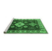 Sideview of Machine Washable Geometric Emerald Green Traditional Area Rugs, wshtr2679emgrn