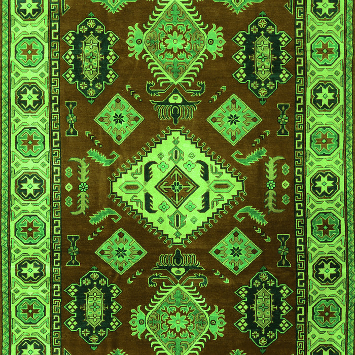 Geometric Green Traditional Rug, tr2679grn
