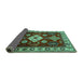 Sideview of Geometric Turquoise Traditional Rug, tr2679turq