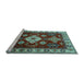 Sideview of Machine Washable Geometric Light Blue Traditional Rug, wshtr2679lblu