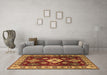 Machine Washable Geometric Brown Traditional Rug in a Living Room,, wshtr2679brn