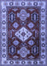 Machine Washable Geometric Blue Traditional Rug, wshtr2679blu