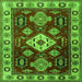 Round Machine Washable Geometric Green Traditional Area Rugs, wshtr2679grn